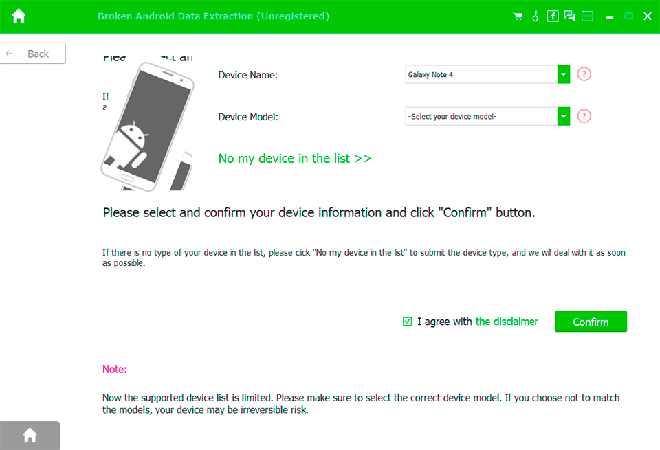 myjad android data recovery software interface