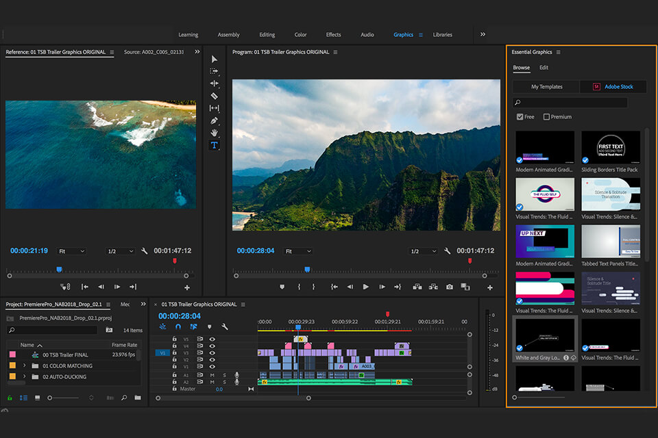 adobe premiere arayüzü