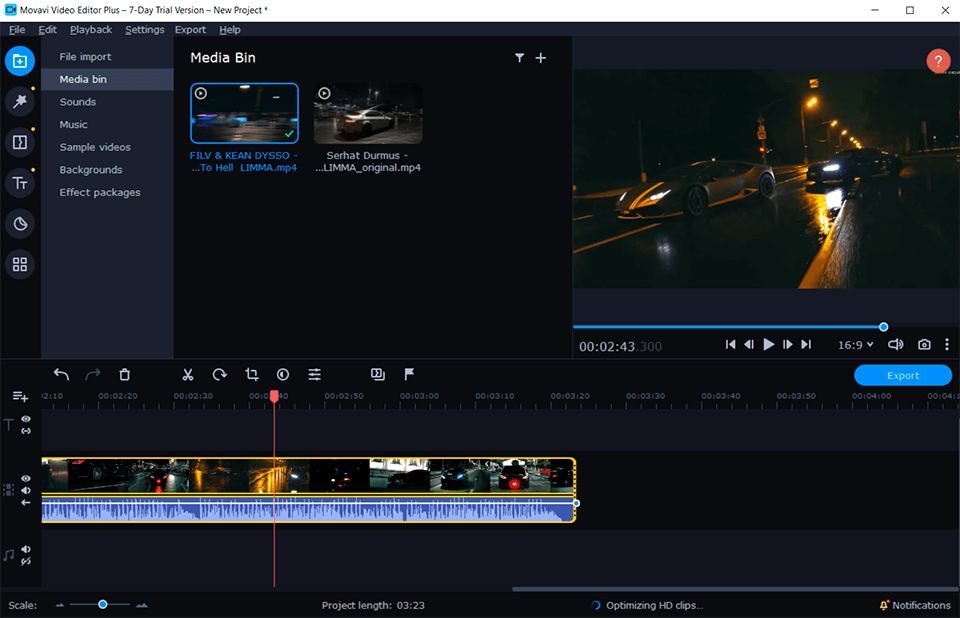 convenient interface movavi video editor plus