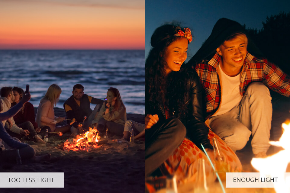 fire photography distance from light source