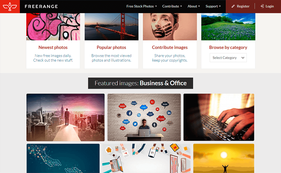 freerange واجهة موقع التصوير الفوتوغرافي