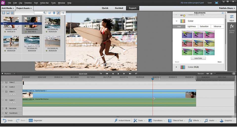 interface von adobe premiere elements kostenlos