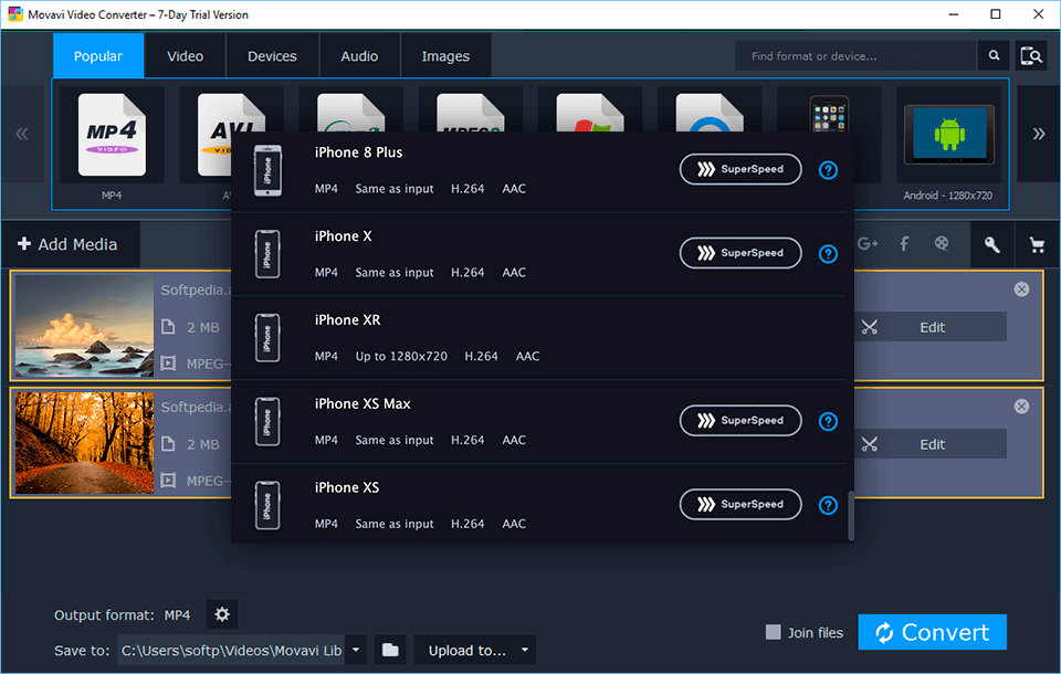 movavi free video converter no watermark interface