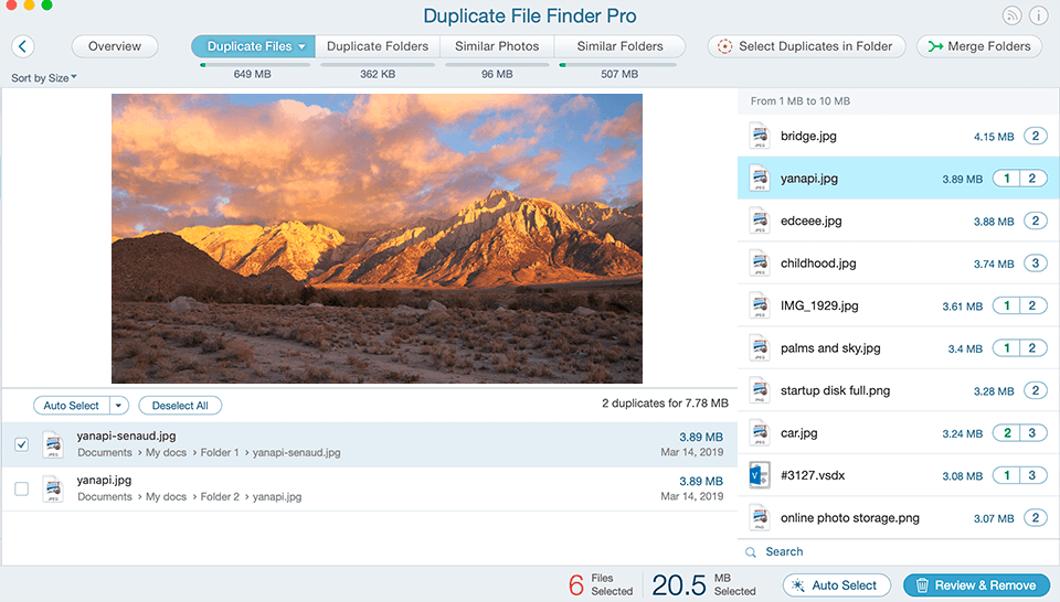 nektony duplicate file finder interface