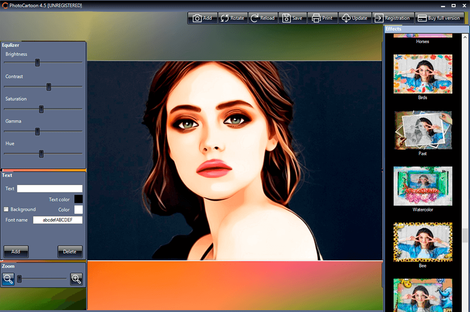 photocartoon image cartoonizer interface
