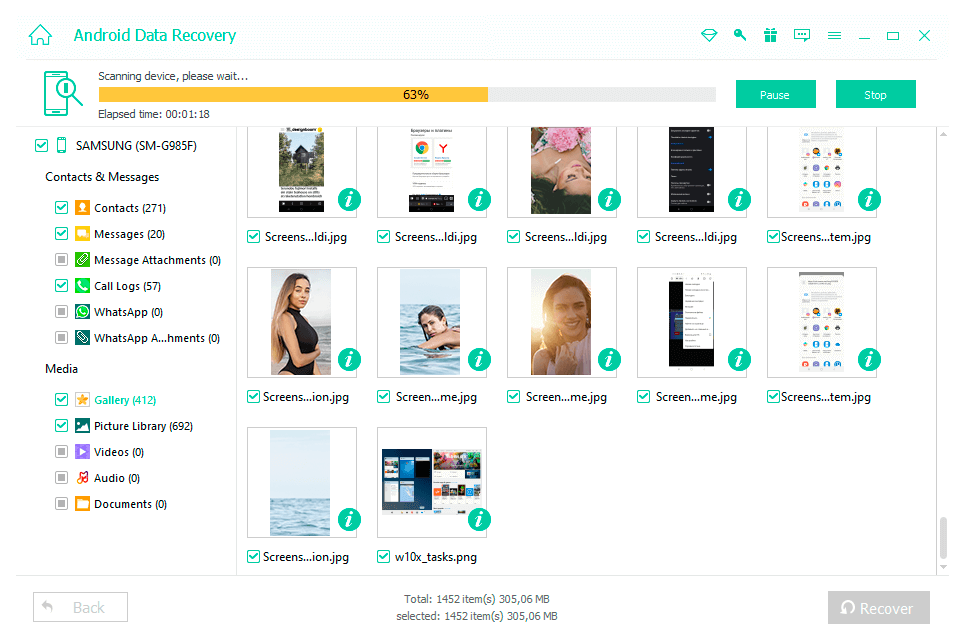 recoveryandroid data recovery software interface