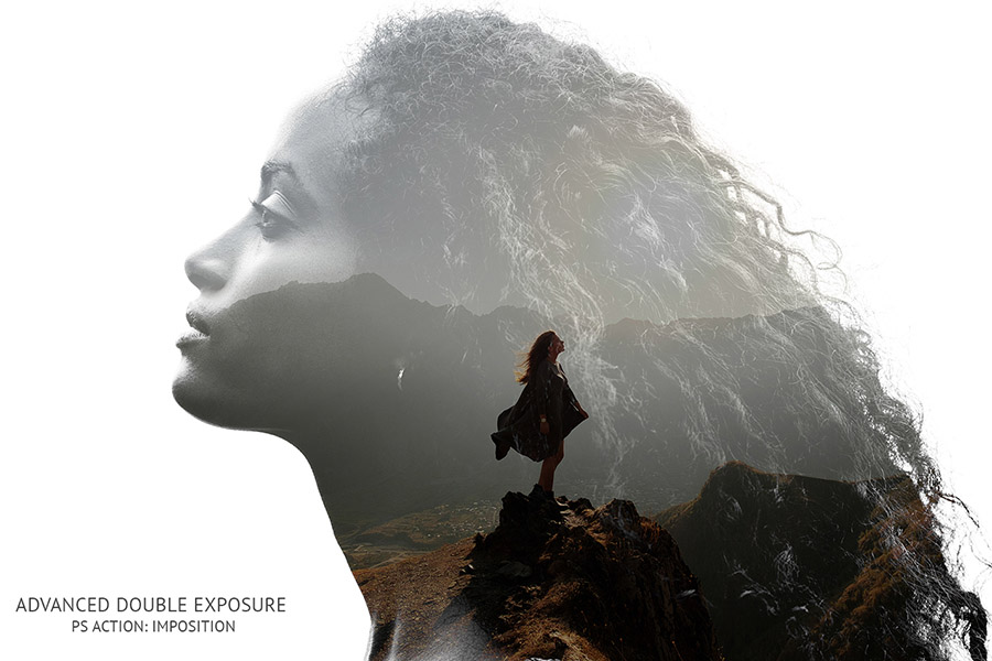 self portrait photography double exposure photoshop actions