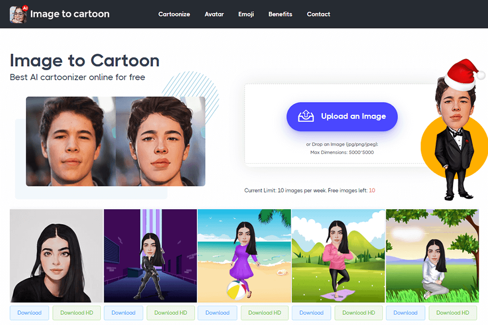image to cartoon image cartoonizer interface