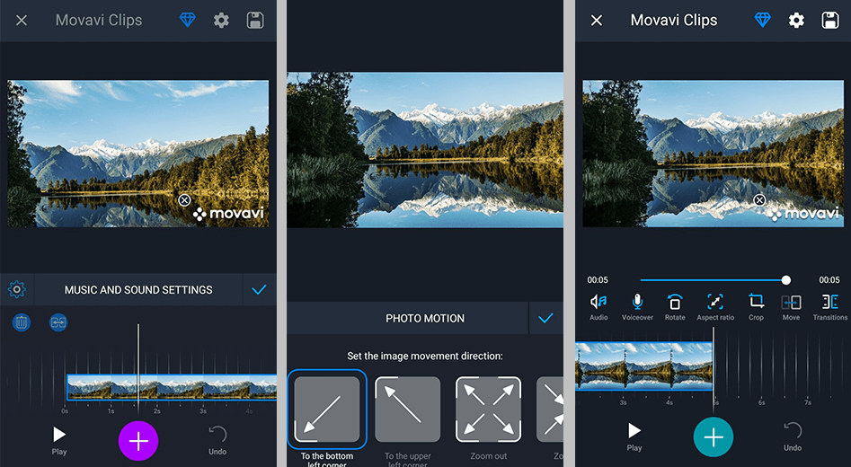 interface de clipes do movavi