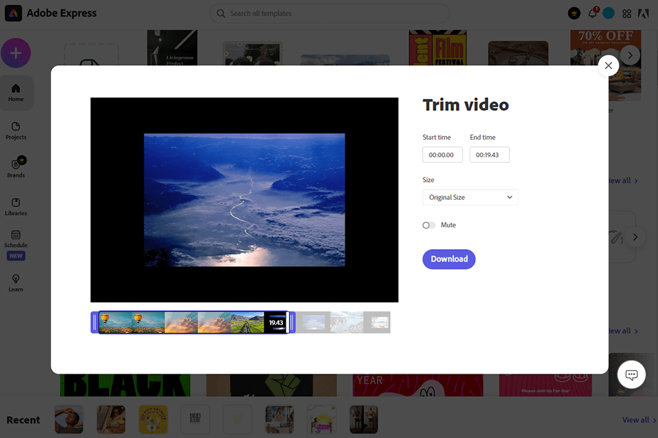 adobe express adobe video editor interface