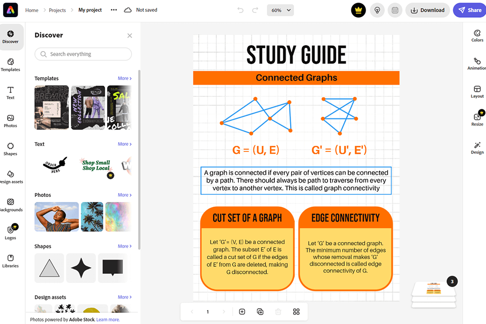 adobe express graph making software interface