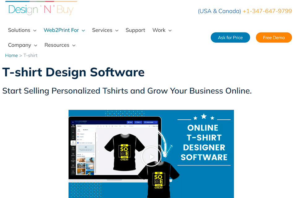 design’n’buy t-shirt design software interface