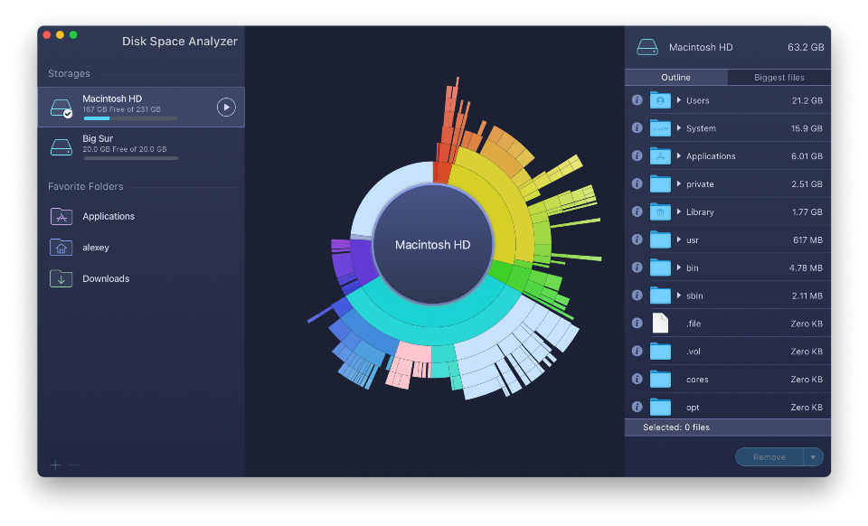nektony software disk space analyzer interface