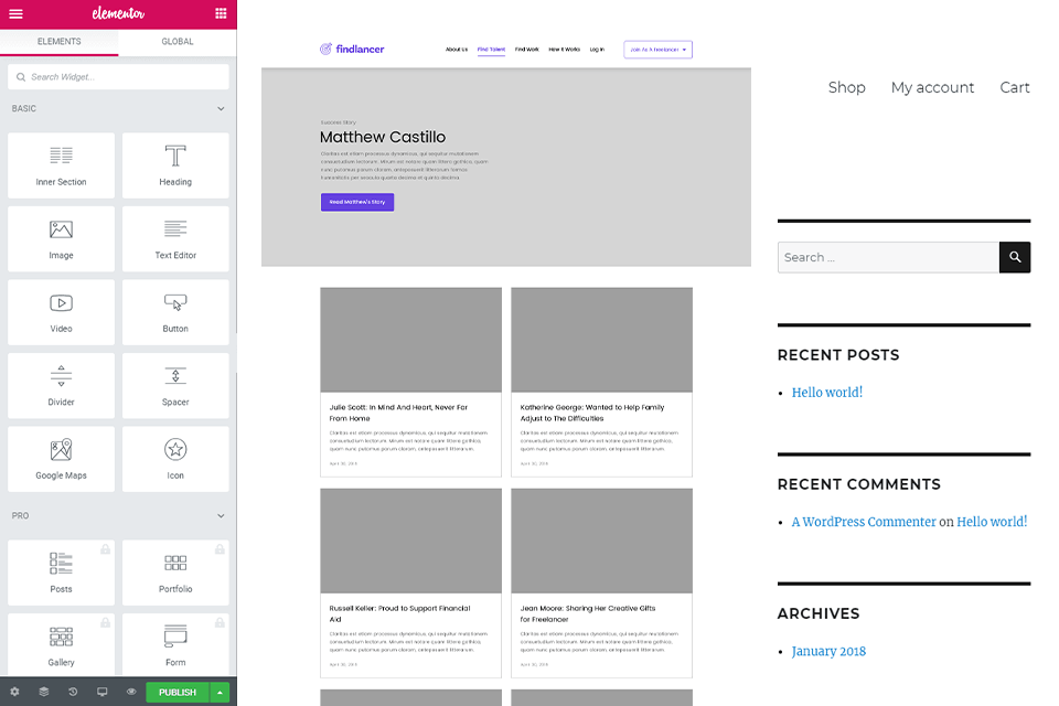 elementor interface