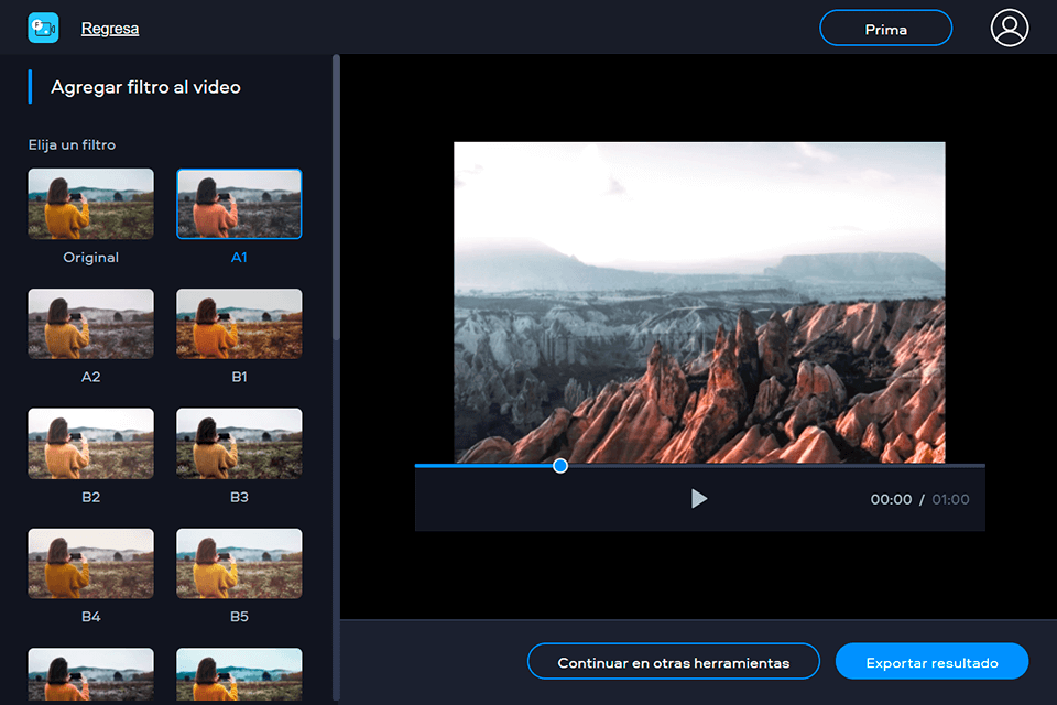 filtros editor de video en línea fastreel