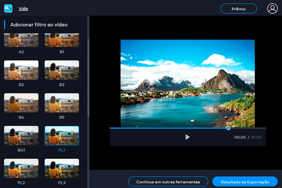 filtros Fastreel editor de vídeo online