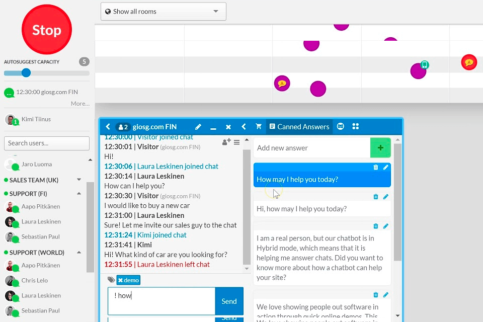 giosg live chat software interface