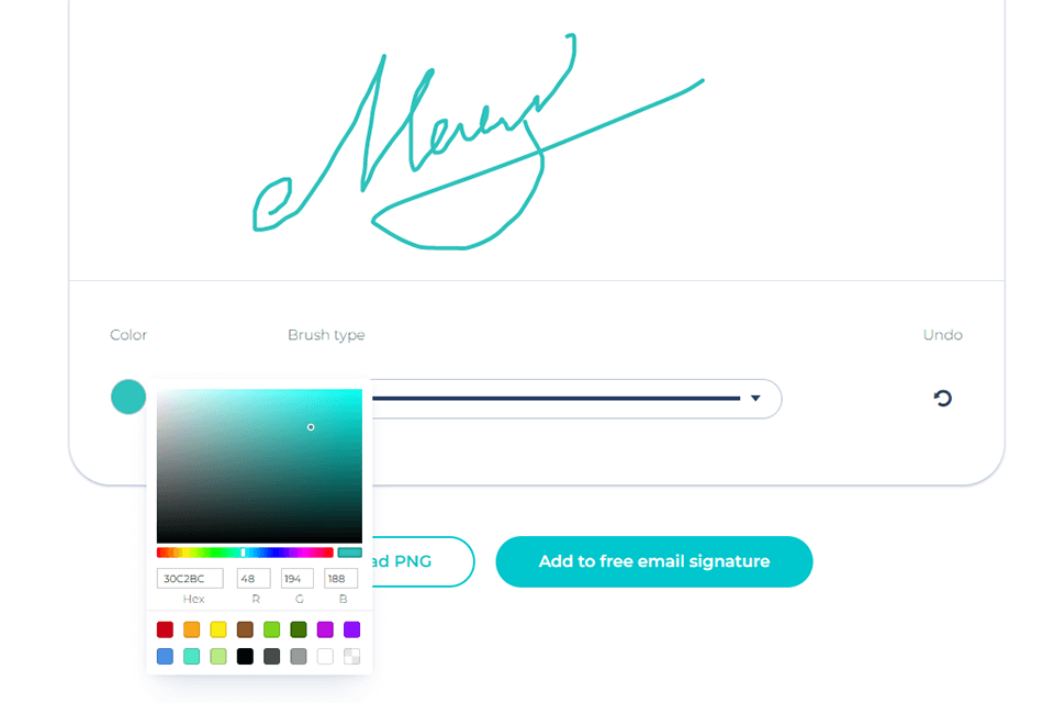 handwritten signature generator by mysignature free signature software interface