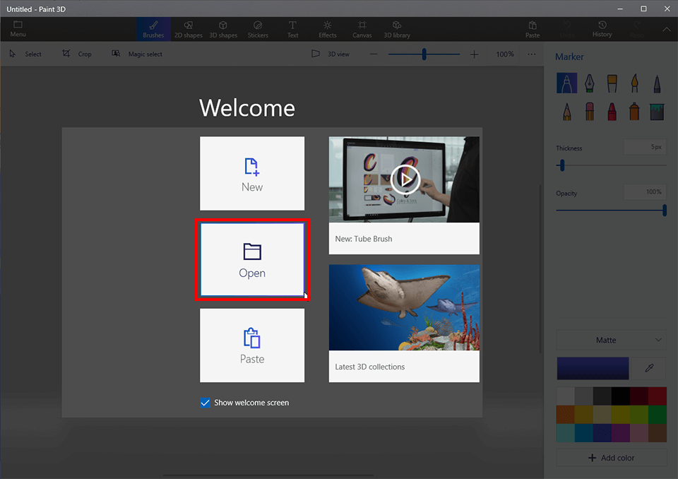 how to make the background of a picture black in paint 3d open the image