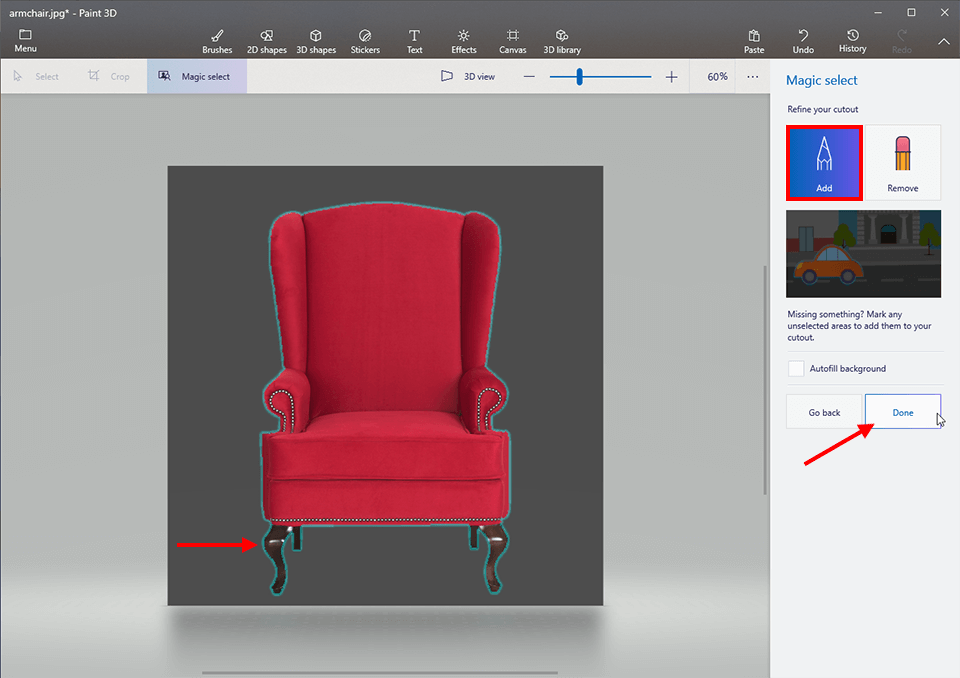 how to make the background of a picture black in paint 3d refine cutout