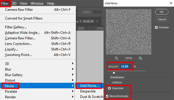 how to make a photo look vintage add noise