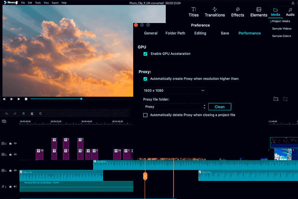 filmora lightweight video editor interface