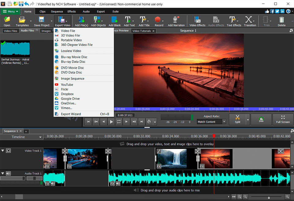 videopad video editor lightweight video editor interface