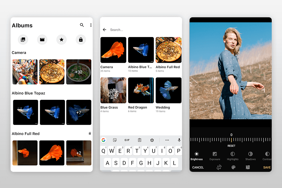 1gallery for android interface