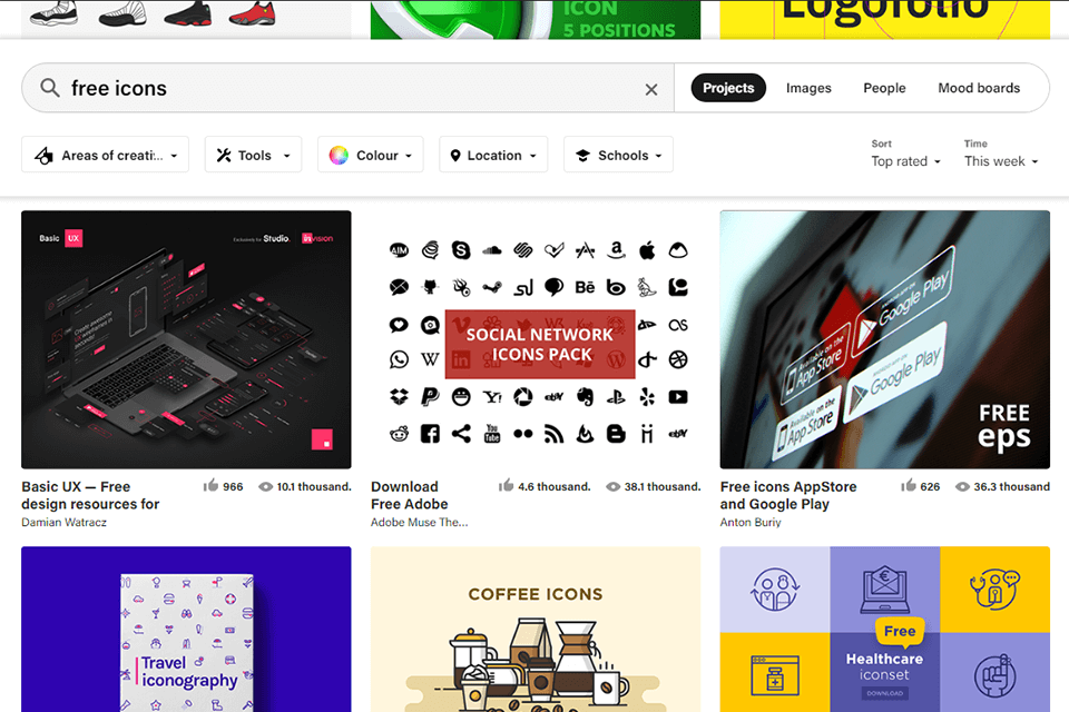 behance free stock icons interface