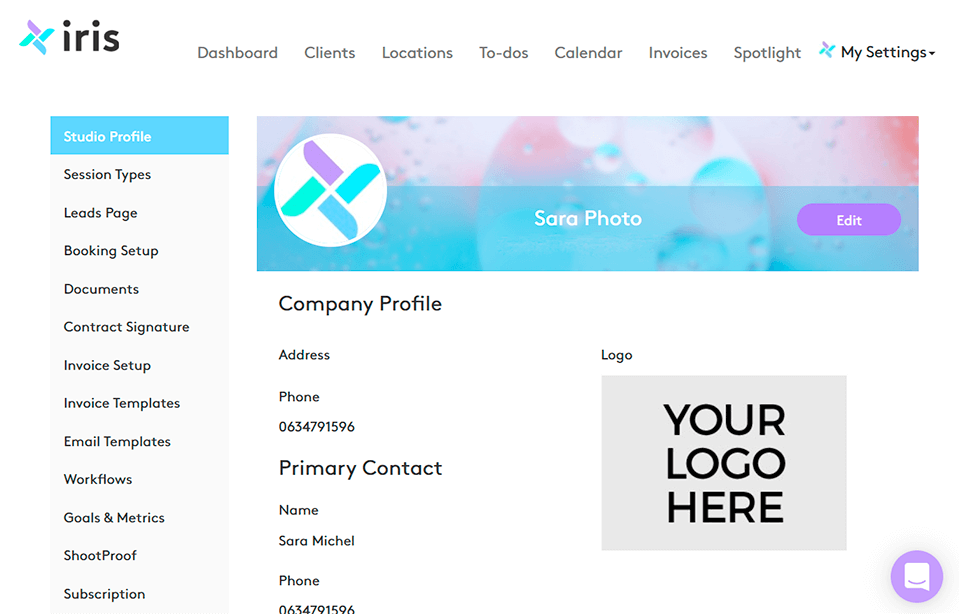 يعمل iris كأفضل واجهة لبرامج إدارة استوديو التصوير الفوتوغرافي