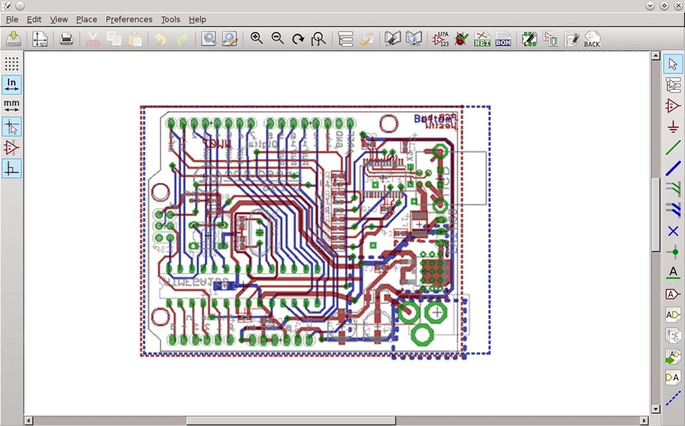 kicad free pcb design software interface