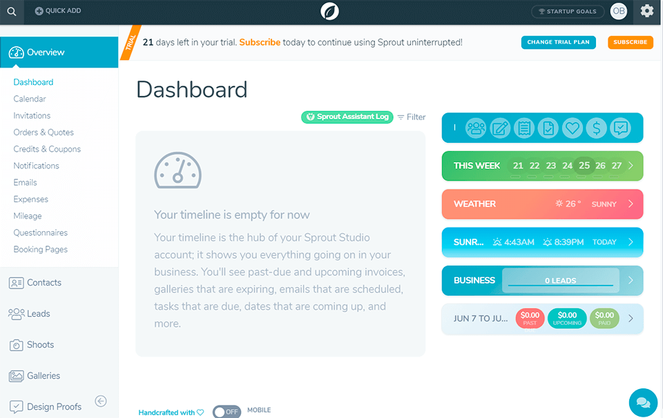 sprout studio أفضل واجهة لبرامج إدارة استوديو التصوير