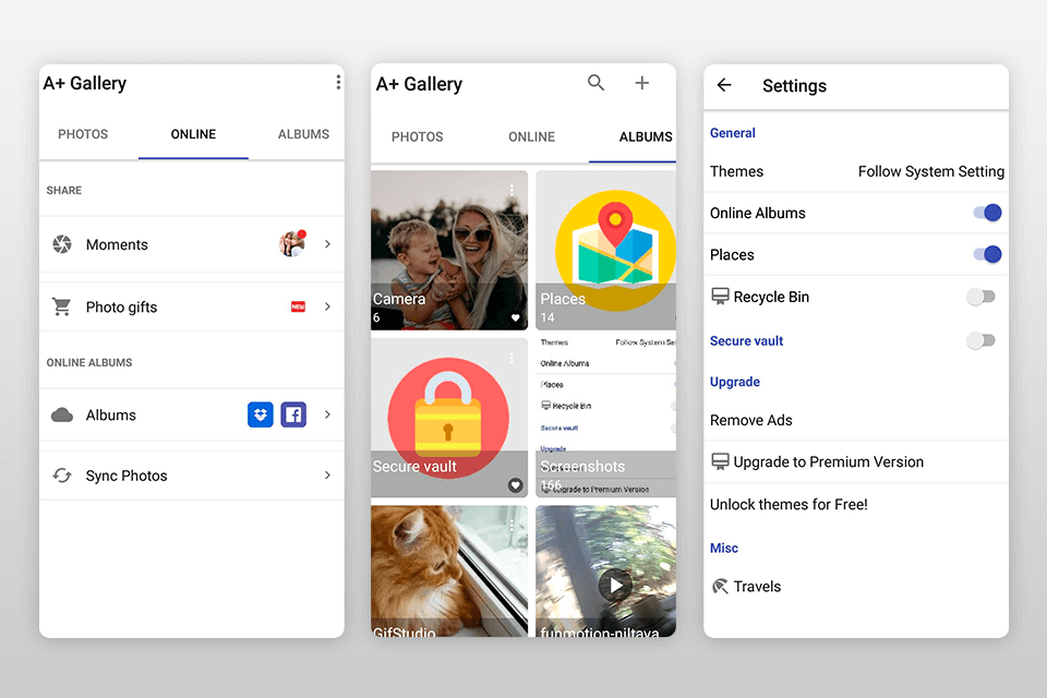 a+ gallery for android interface