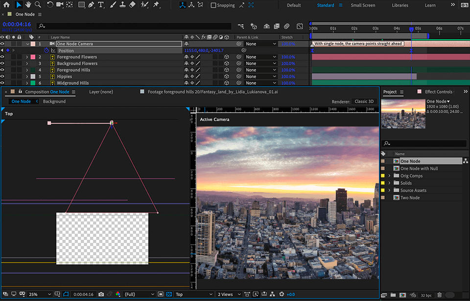 adobe after effects compositing software interface