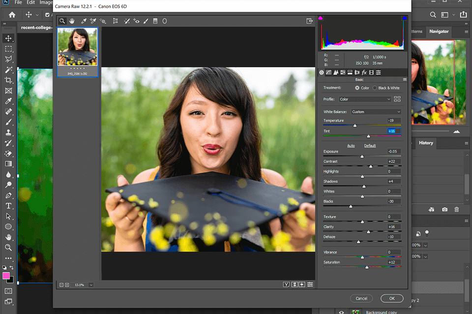 adobe camera canon raw editor interface