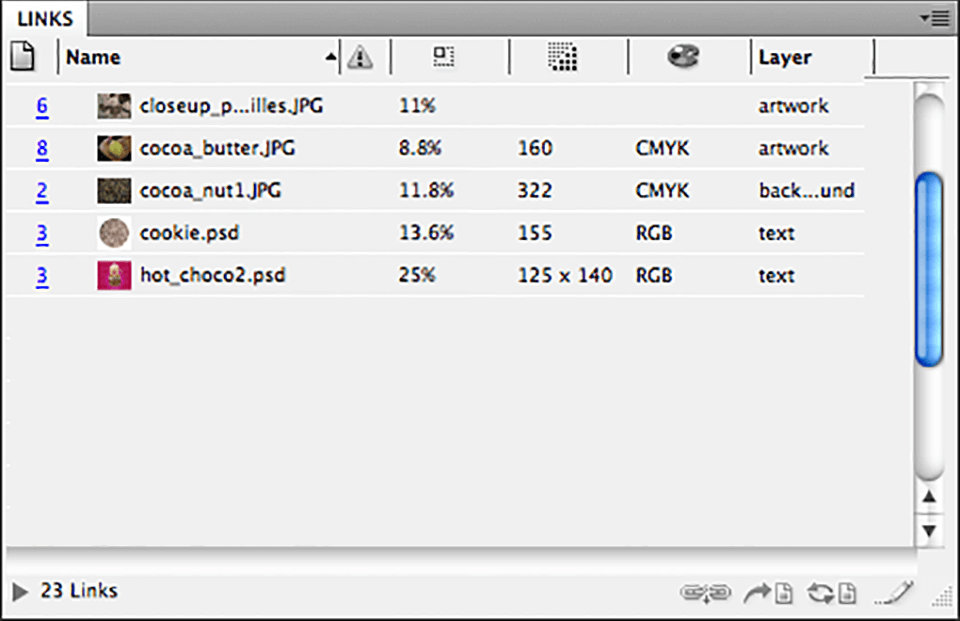 adobe incopy links panel