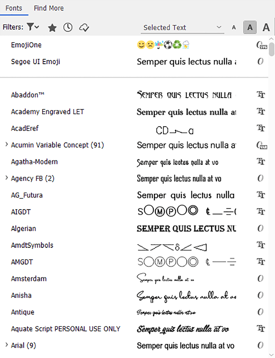 adobe incopy working with fonts