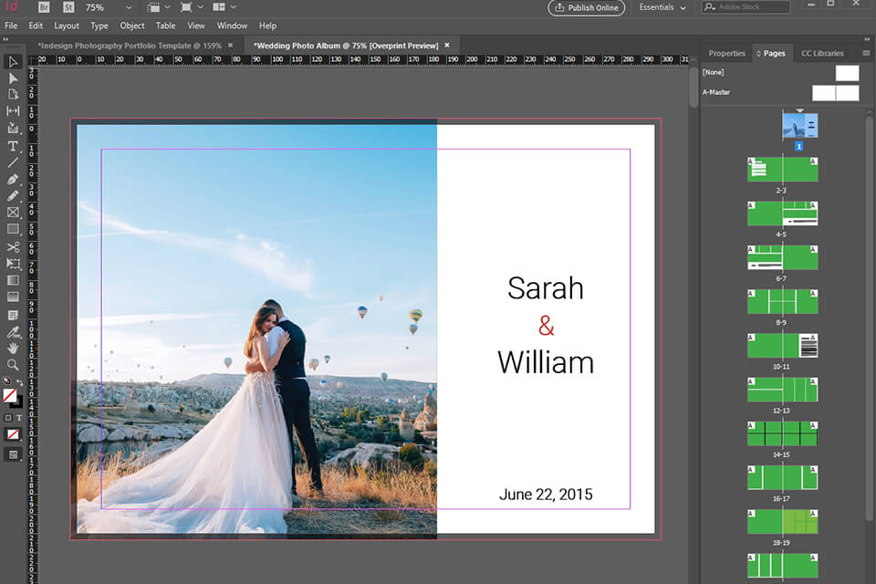 adobe indesign with indd file interface