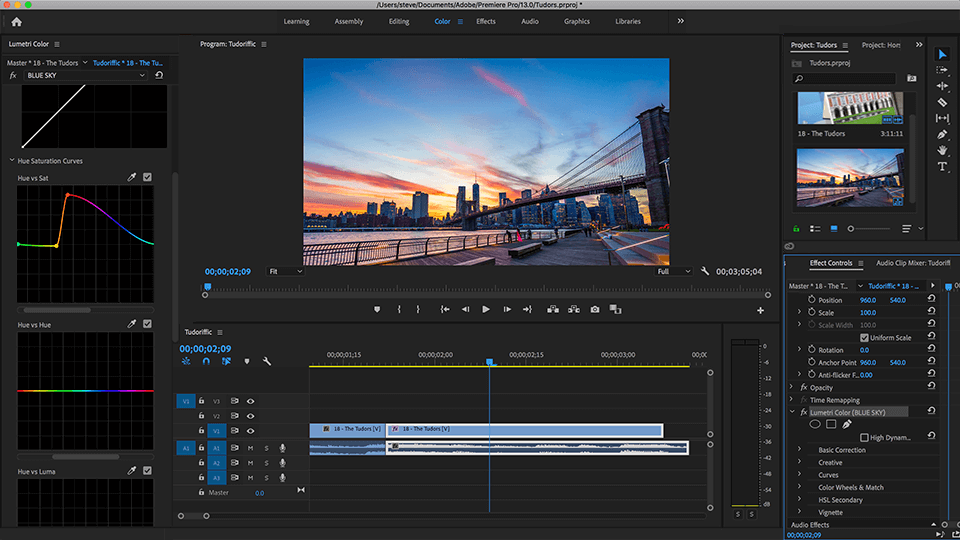 adobe premiere interface with mov file