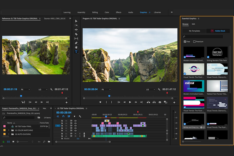 adobe premiere pro interface with mpg file
