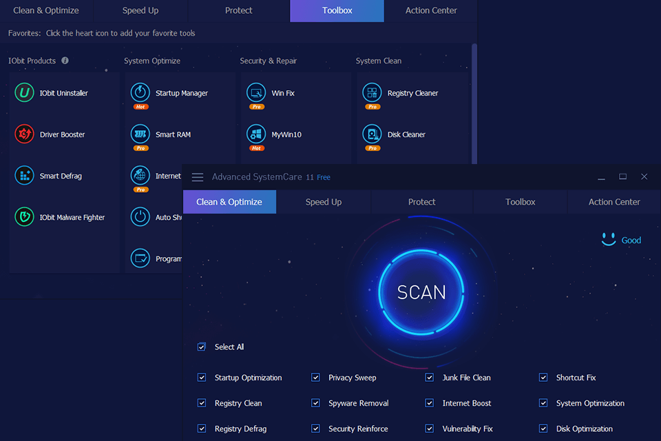 advanced systemcare pro download interface