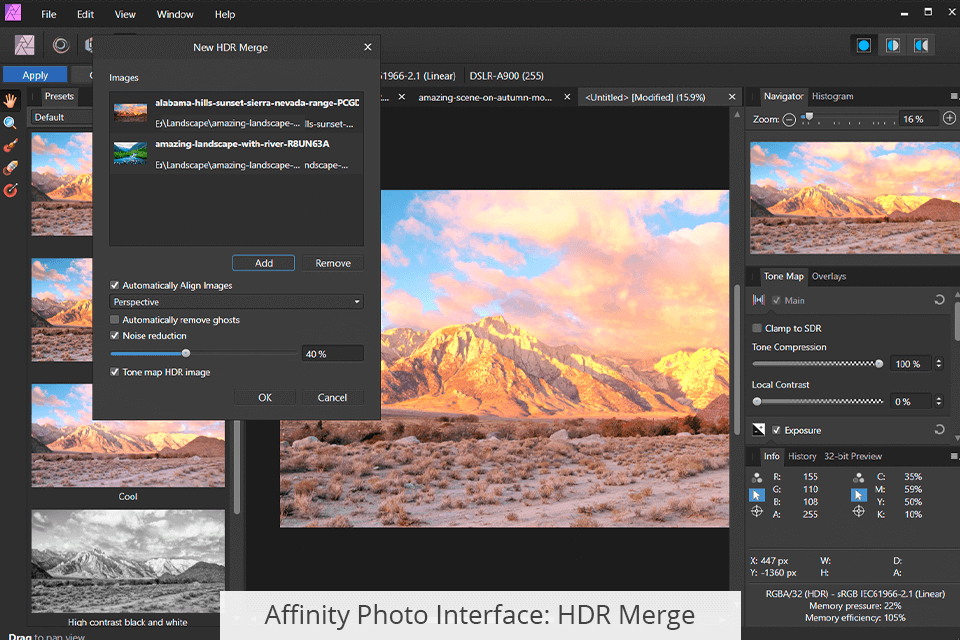 affinity photo interface
