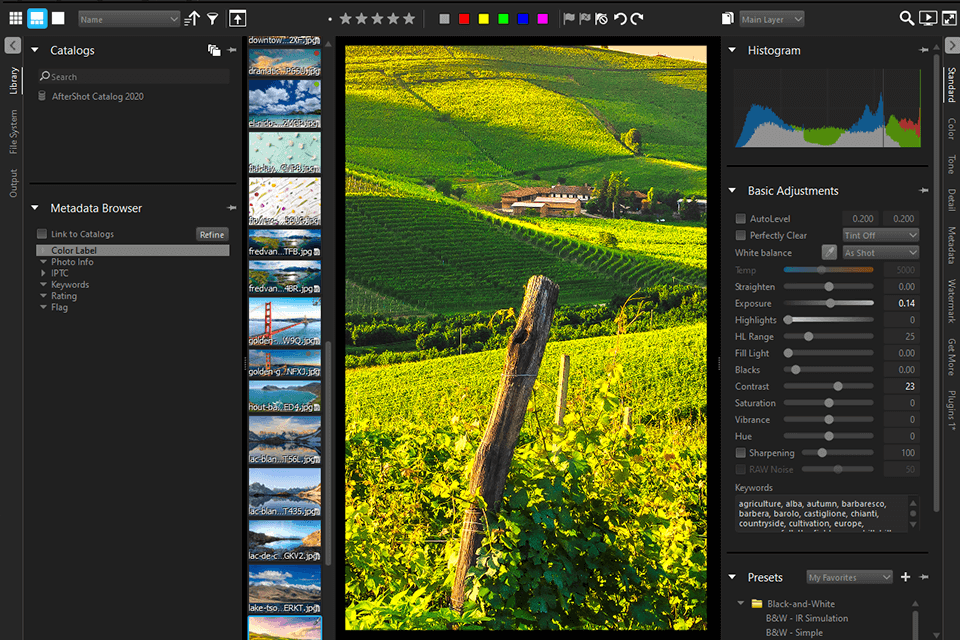 aftershot pro photo management software for mac interface