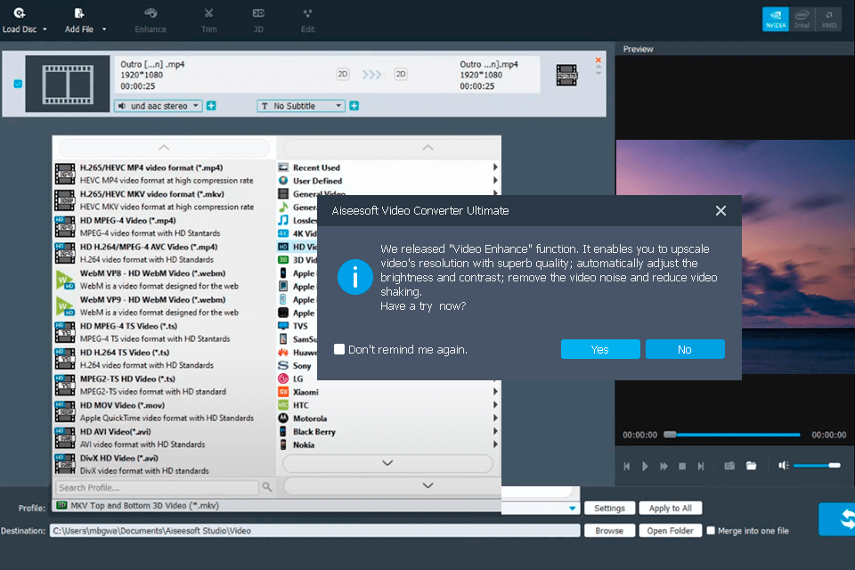 aiseesoft video quality enhancer interface