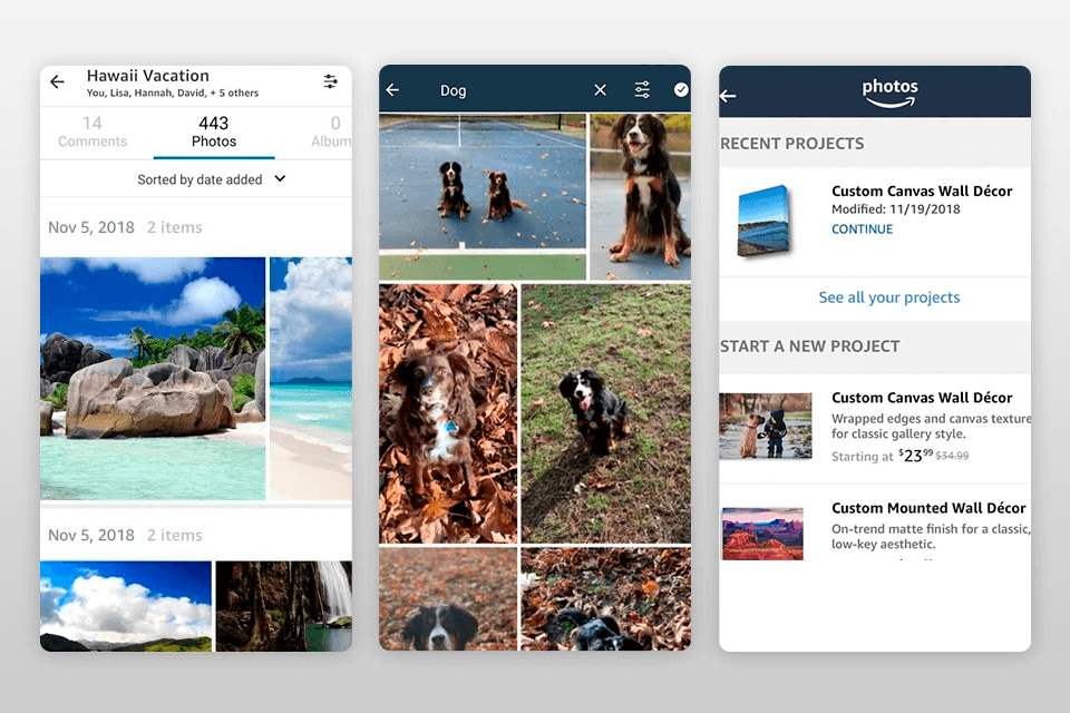 amazon photos gallery for android interface