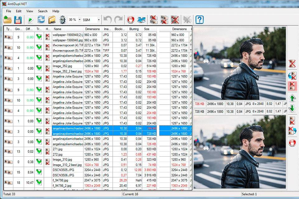 antidupl duplicate file finder interface