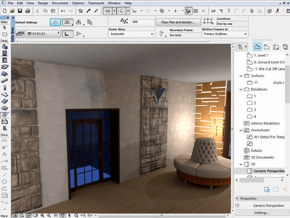 archicad interior design software interface