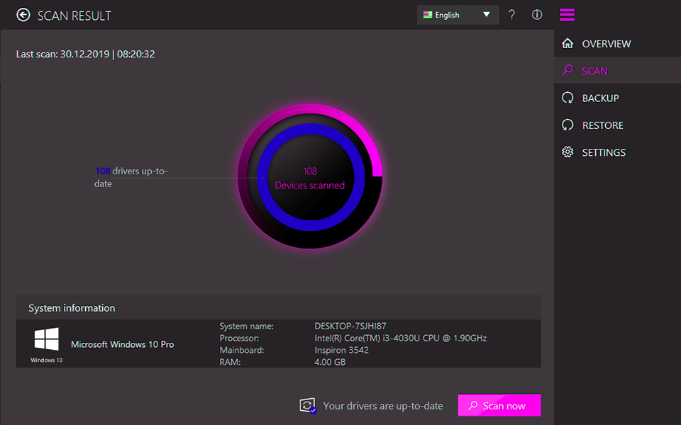 ashampoo driver update software interface