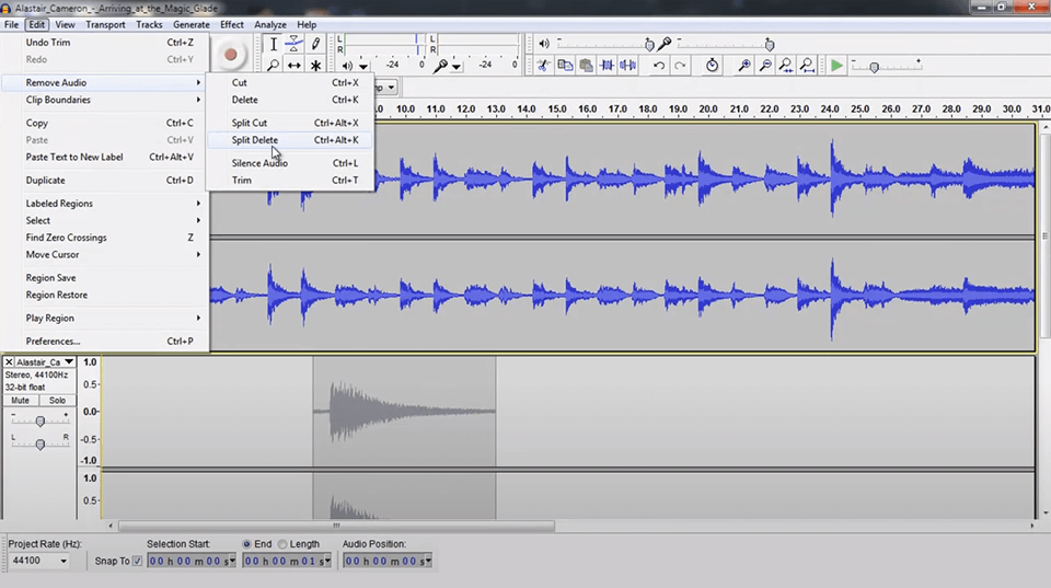 audacity interface open source music software