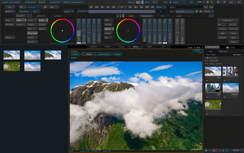 autodesk flame compositing software interface